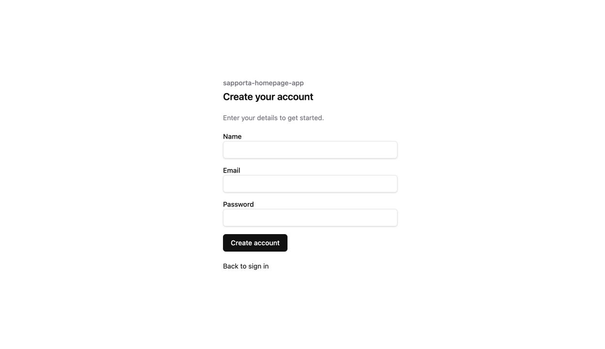 Generated Sapporta signup screen
